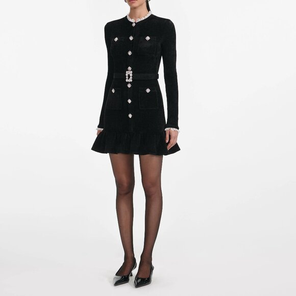 self-portrait Black Chenille Knit Mini Dress size M - Picture 2 of 16